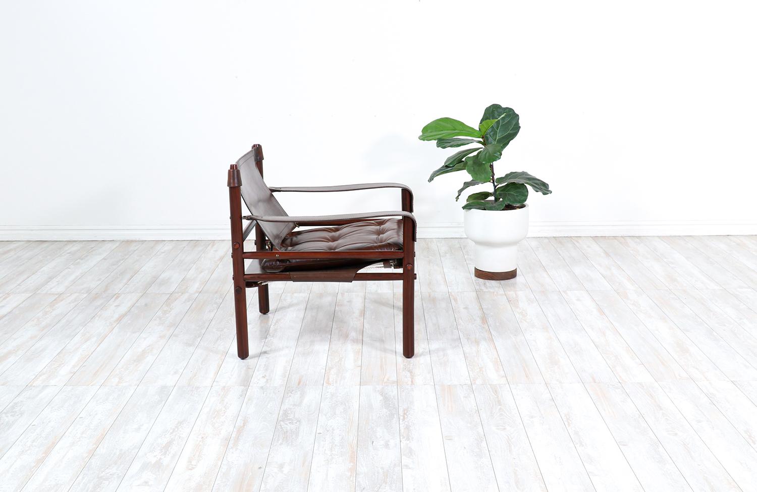 Scandinavian Modern Arne Norell “Sirocco” Safari Leather Lounge Chair
