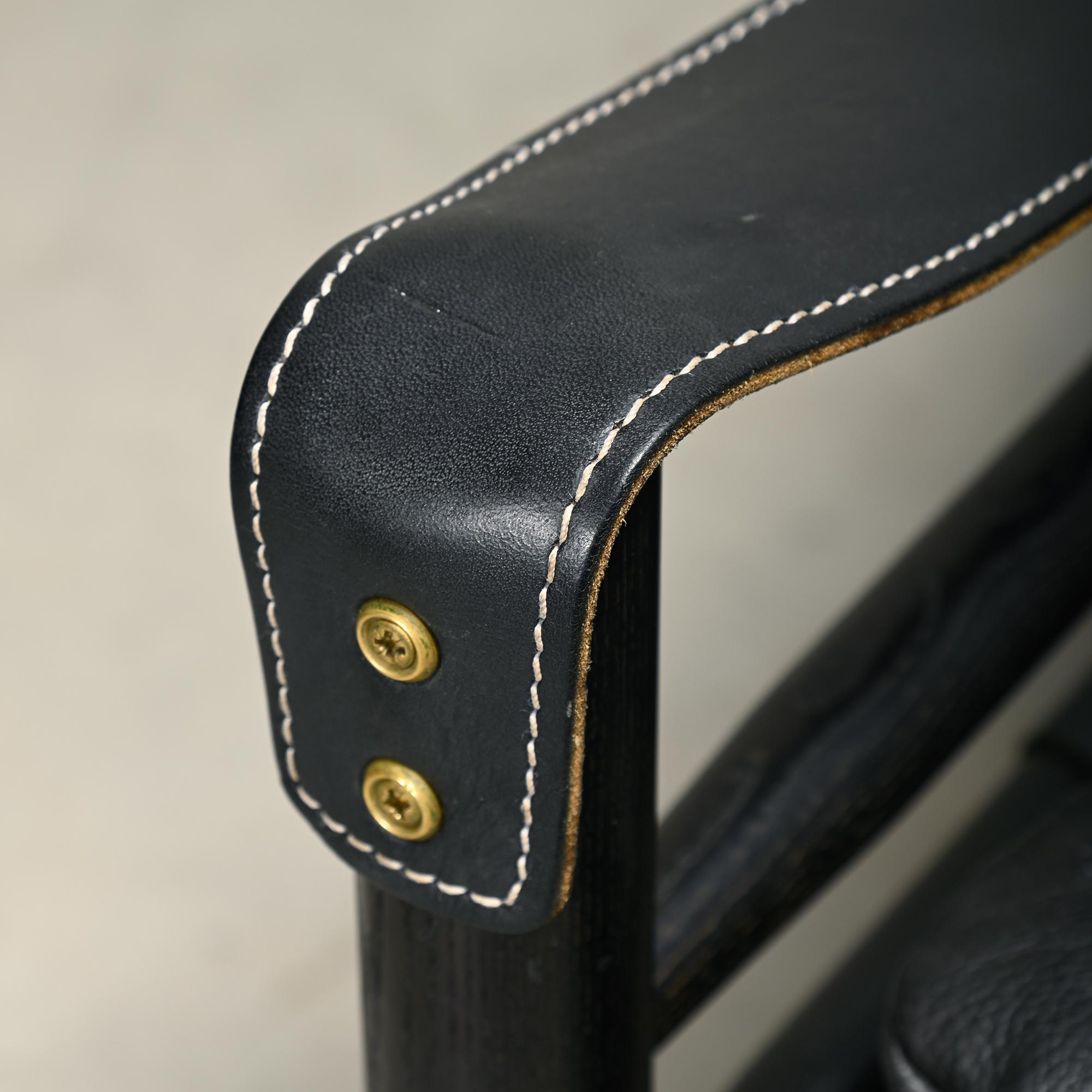 Silla de salón Arne Norell Sirocco Safari de cuero negro / fresno teñido, Suecia en venta 6