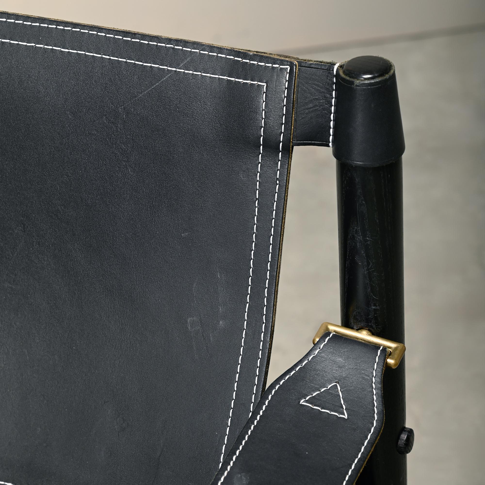 Silla de salón Arne Norell Sirocco Safari de cuero negro / fresno teñido, Suecia en venta 8