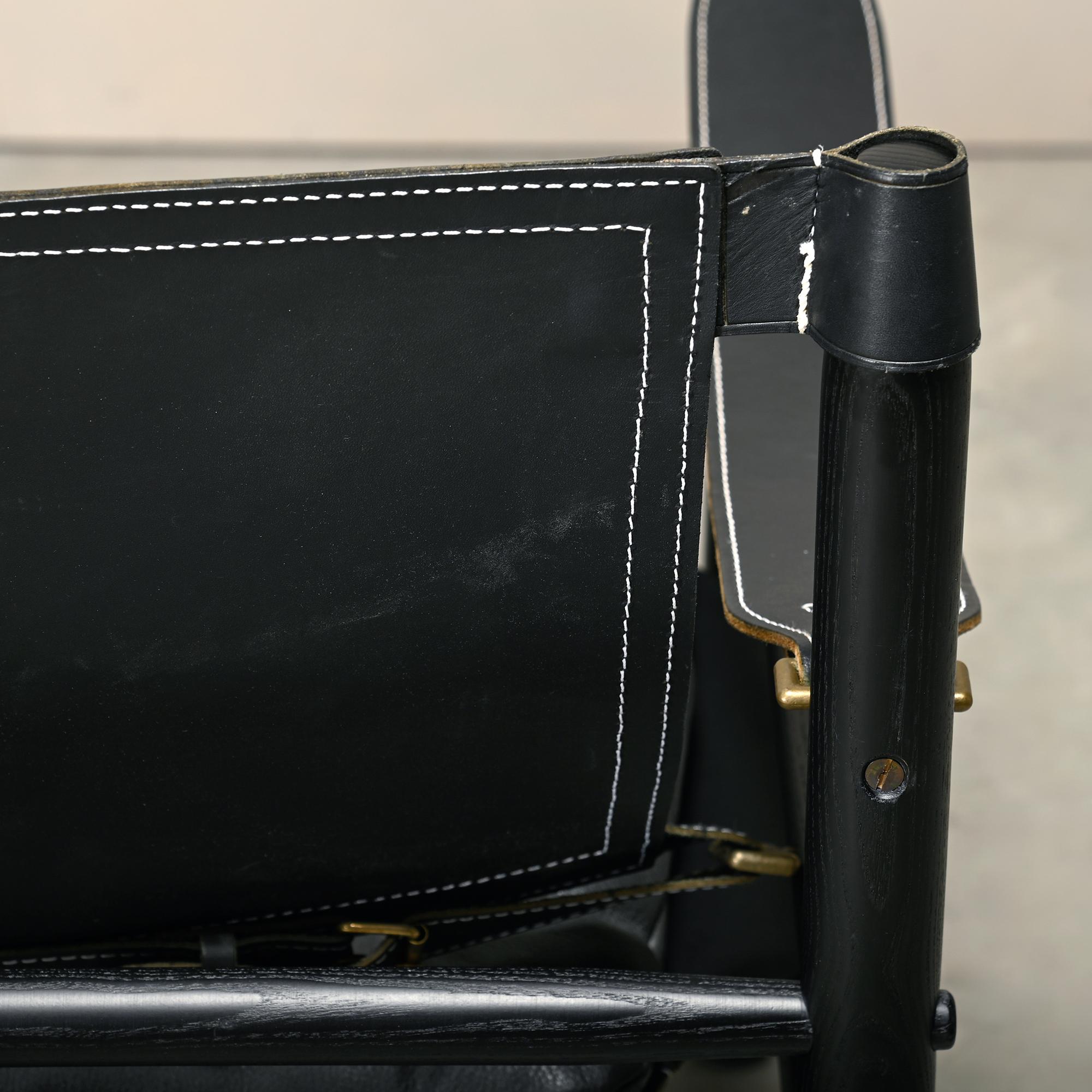 Silla de salón Arne Norell Sirocco Safari de cuero negro / fresno teñido, Suecia en venta 10