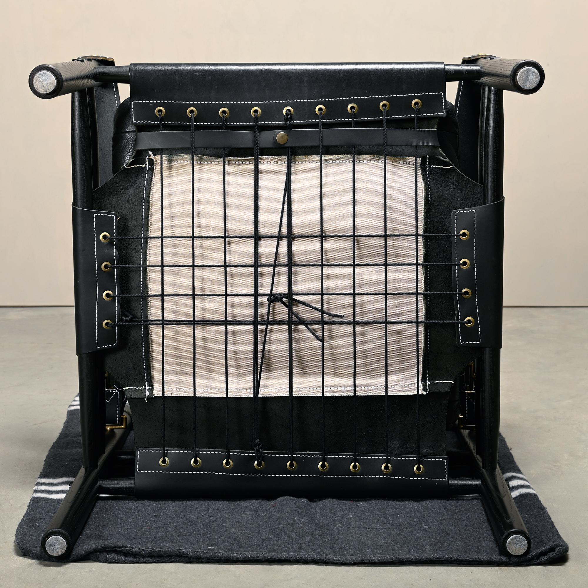 Silla de salón Arne Norell Sirocco Safari de cuero negro / fresno teñido, Suecia en venta 12