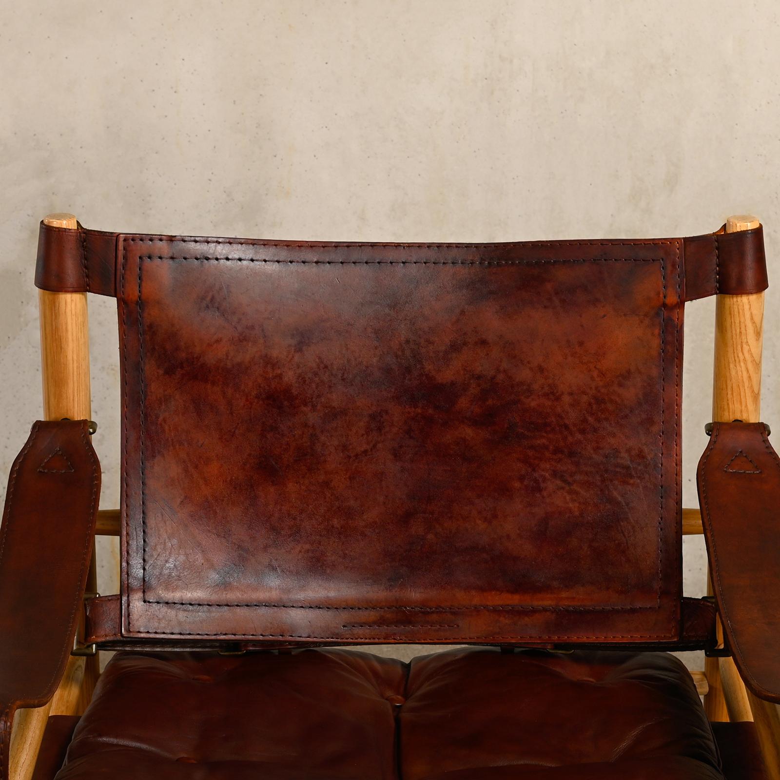 Arne Norell Sirocco Safari Lounge Chair in Dark Brown leather and Ash, Sweden 4