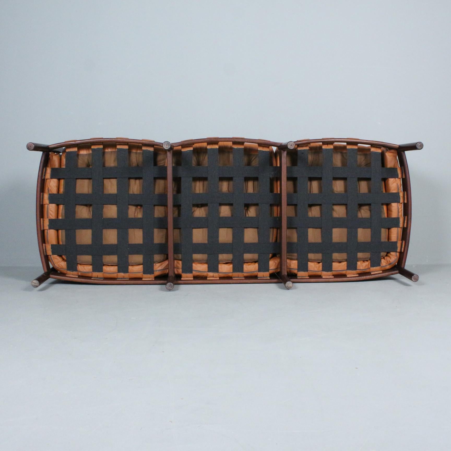 Arne Norell Sofa Brown leather for Coja Sweden 1960 For Sale 1