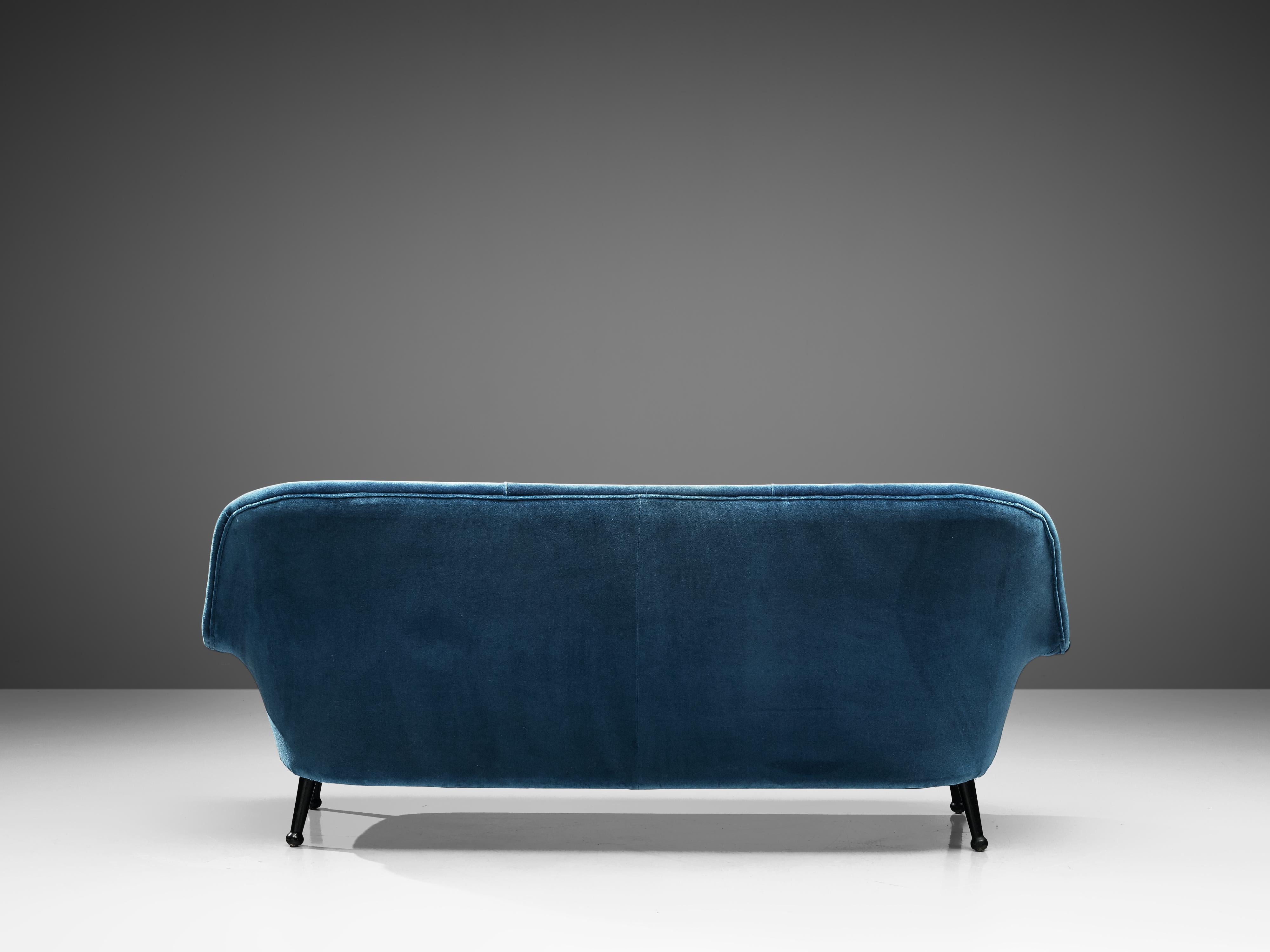 Mid-20th Century Arne Norell Sofa in Blue Velvet Upholstery