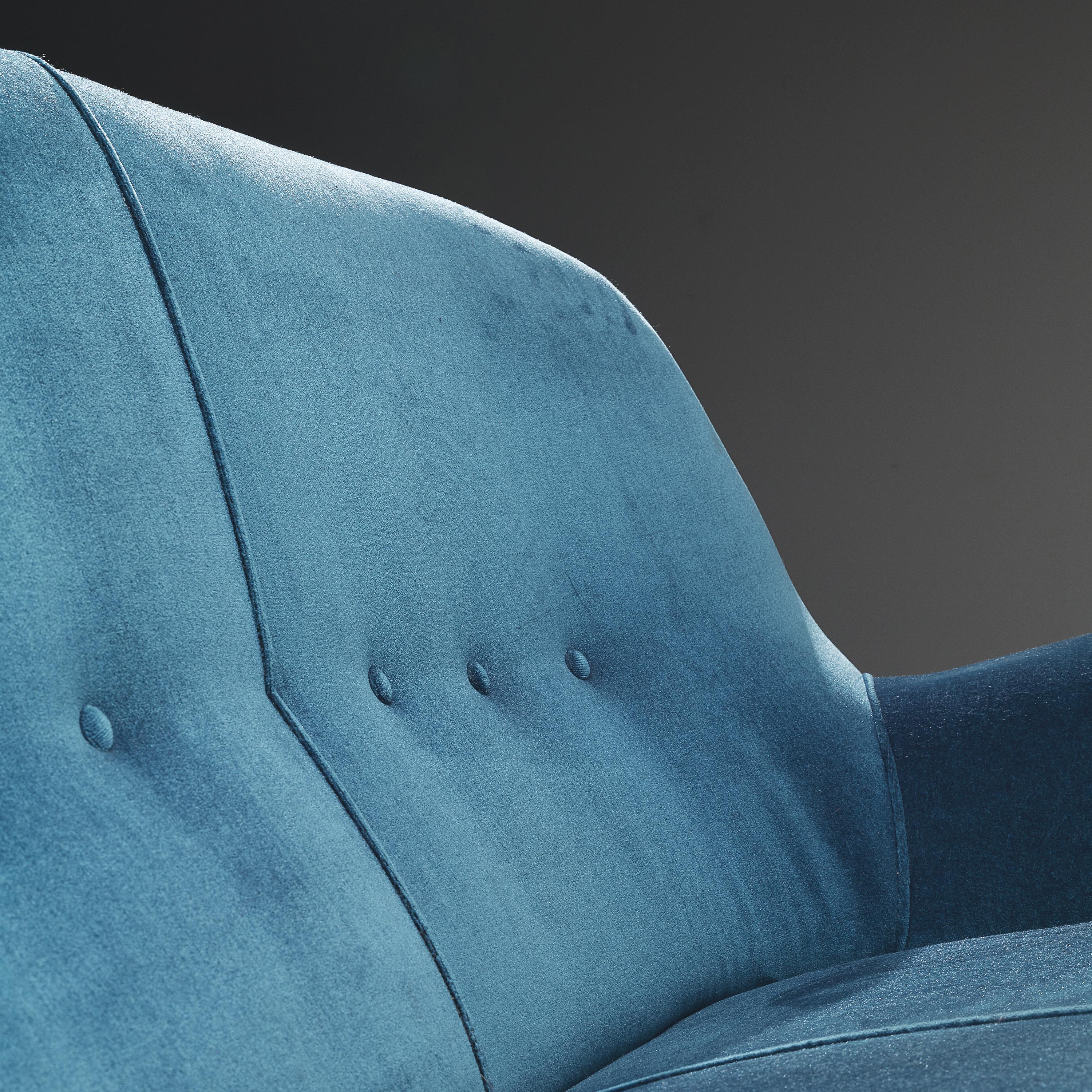 Arne Norell Sofa in Blue Velvet Upholstery 1