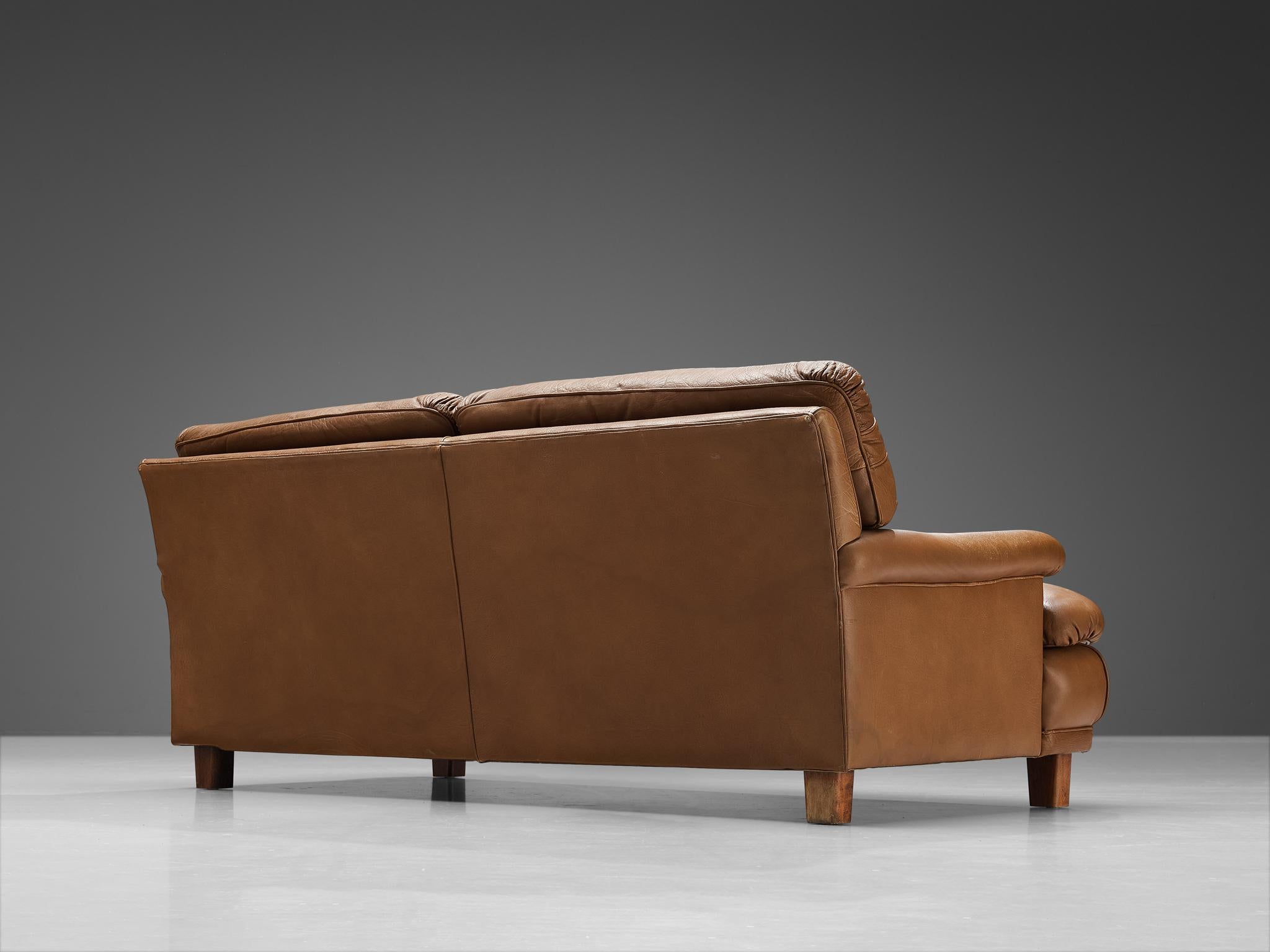 Mid-20th Century Arne Norell Sofa in Brown Leather For Sale