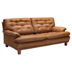 Arne Norell Sofa aus braunem Leder