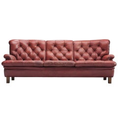 Arne Norell Sofa in Red Leather