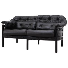 Arne Norell Style Leather Loveseat