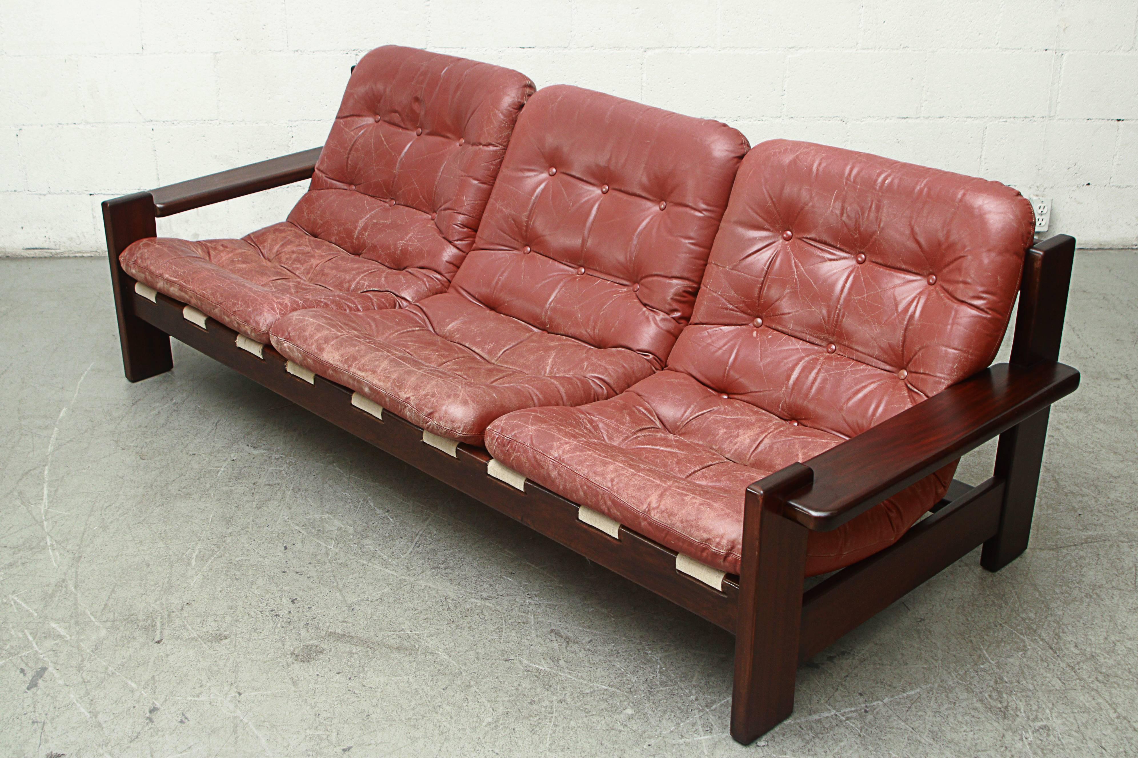 Mid-Century Modern Arne Norell Style Leather Sofa