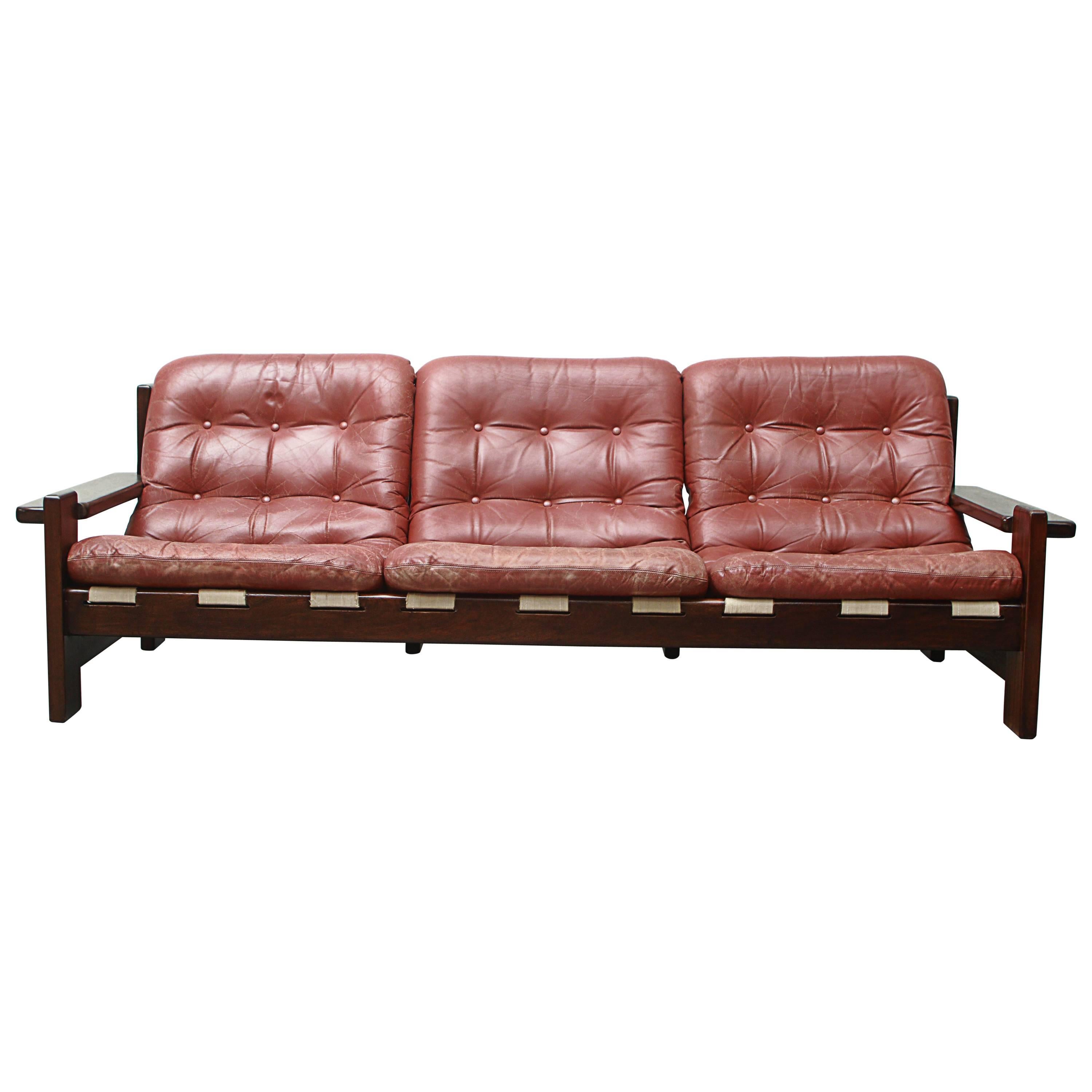 Arne Norell Style Leather Sofa