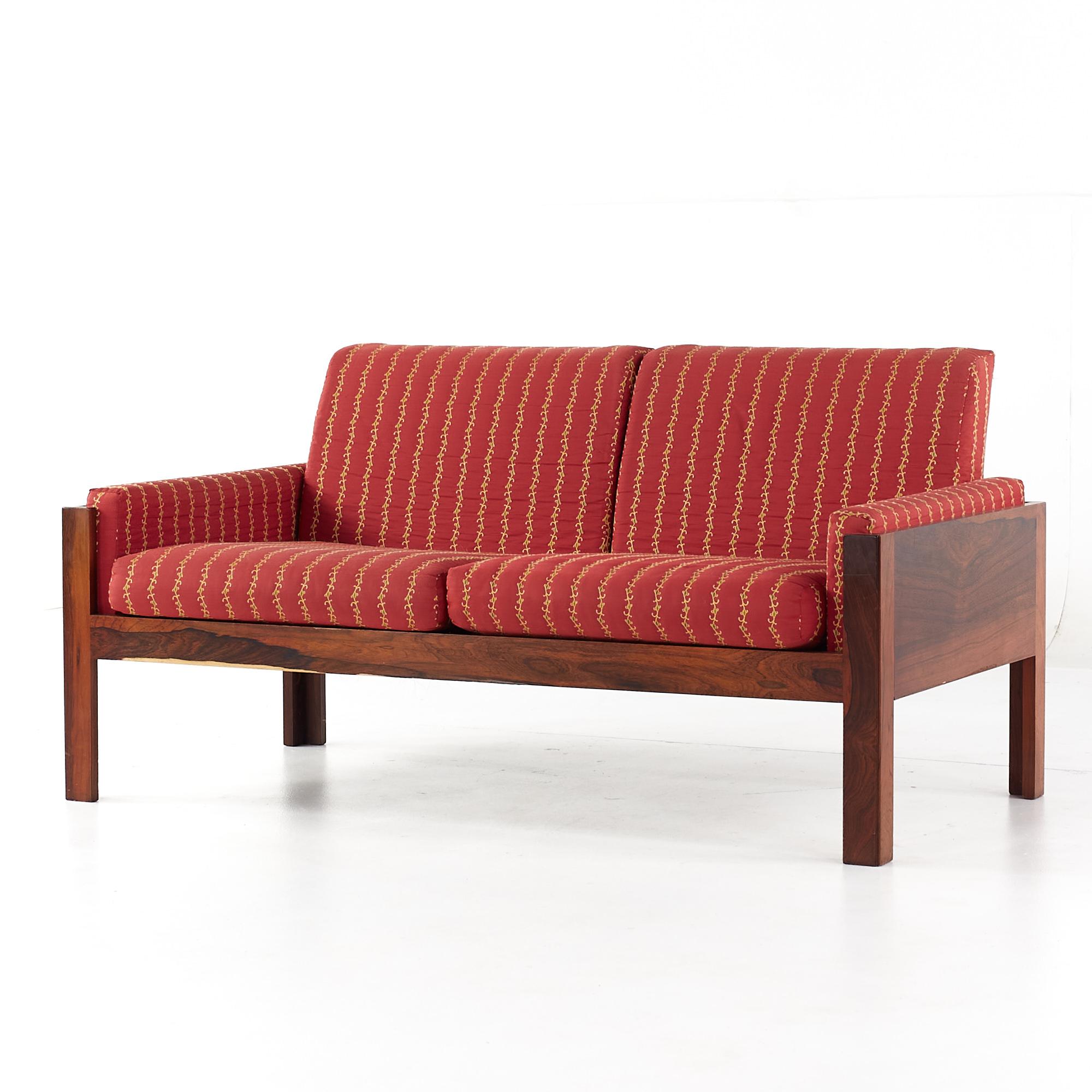 Mid-Century Modern Arne Norell Style Mid Century Danish Rosewood Settee Loveseat Sofa For Sale