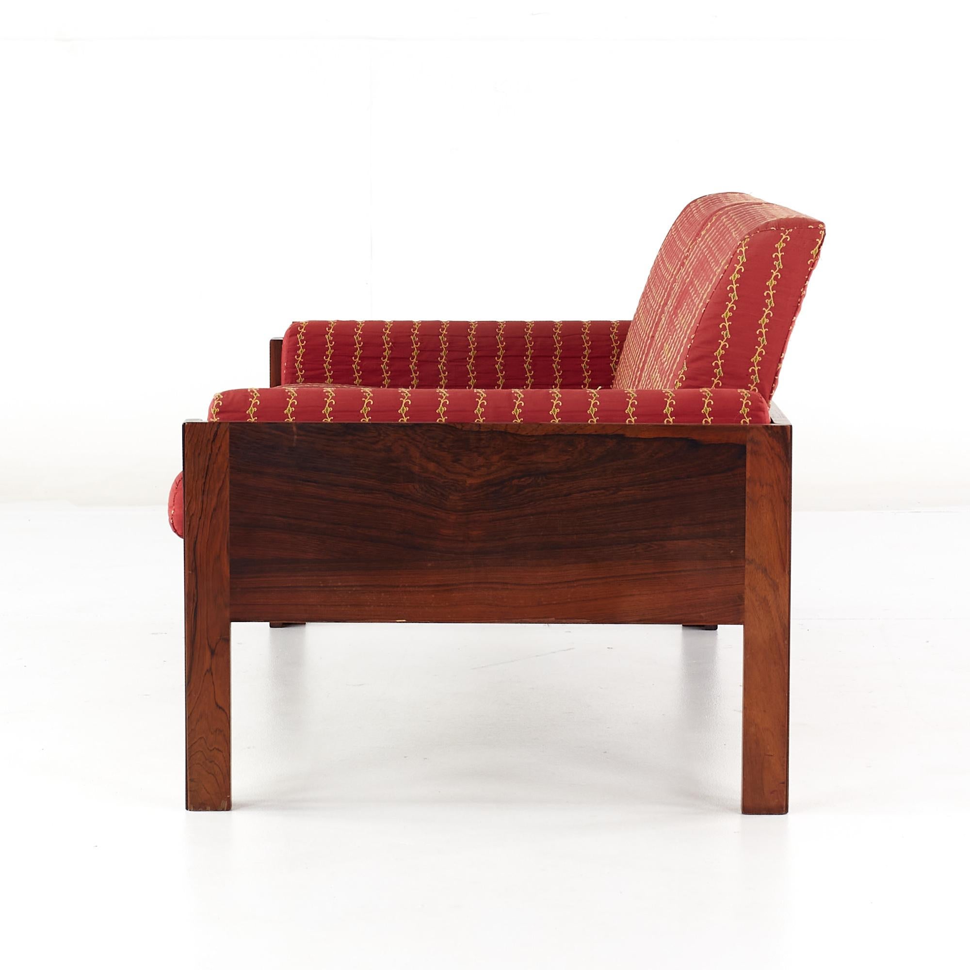 Late 20th Century Arne Norell Style Mid Century Danish Rosewood Settee Loveseat Sofa For Sale
