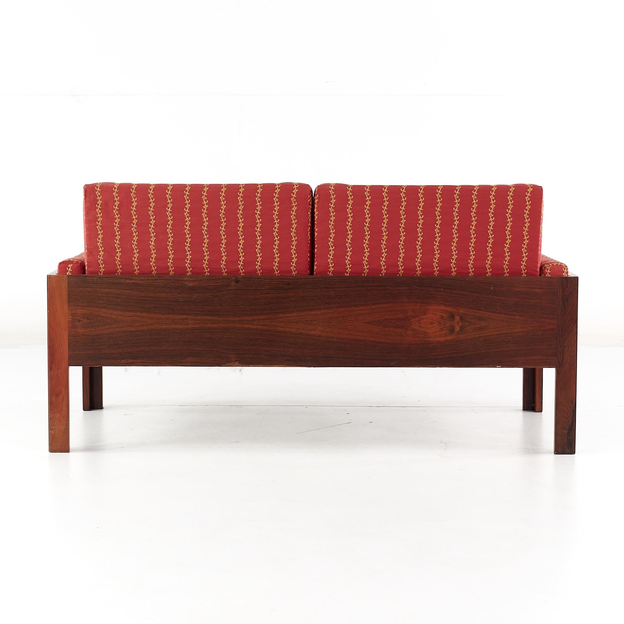 Arne Norell Style Mid Century Danish Rosewood Settee Loveseat Sofa For Sale 1