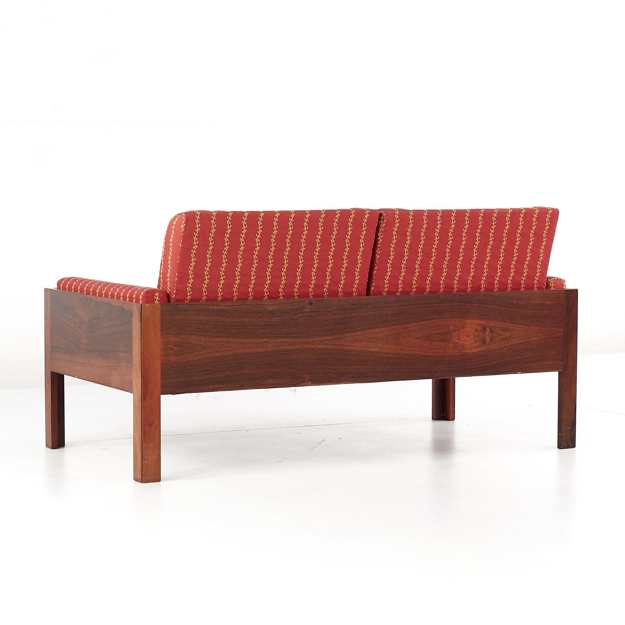 Arne Norell Style Mid Century Danish Rosewood Settee Loveseat Sofa For Sale 2