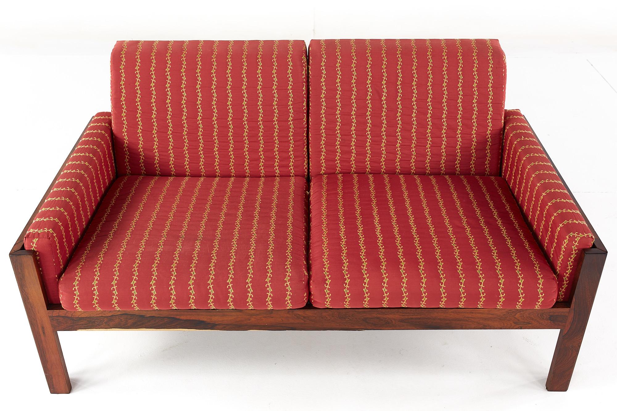 Arne Norell Style Mid Century Danish Rosewood Settee Loveseat Sofa For Sale 3