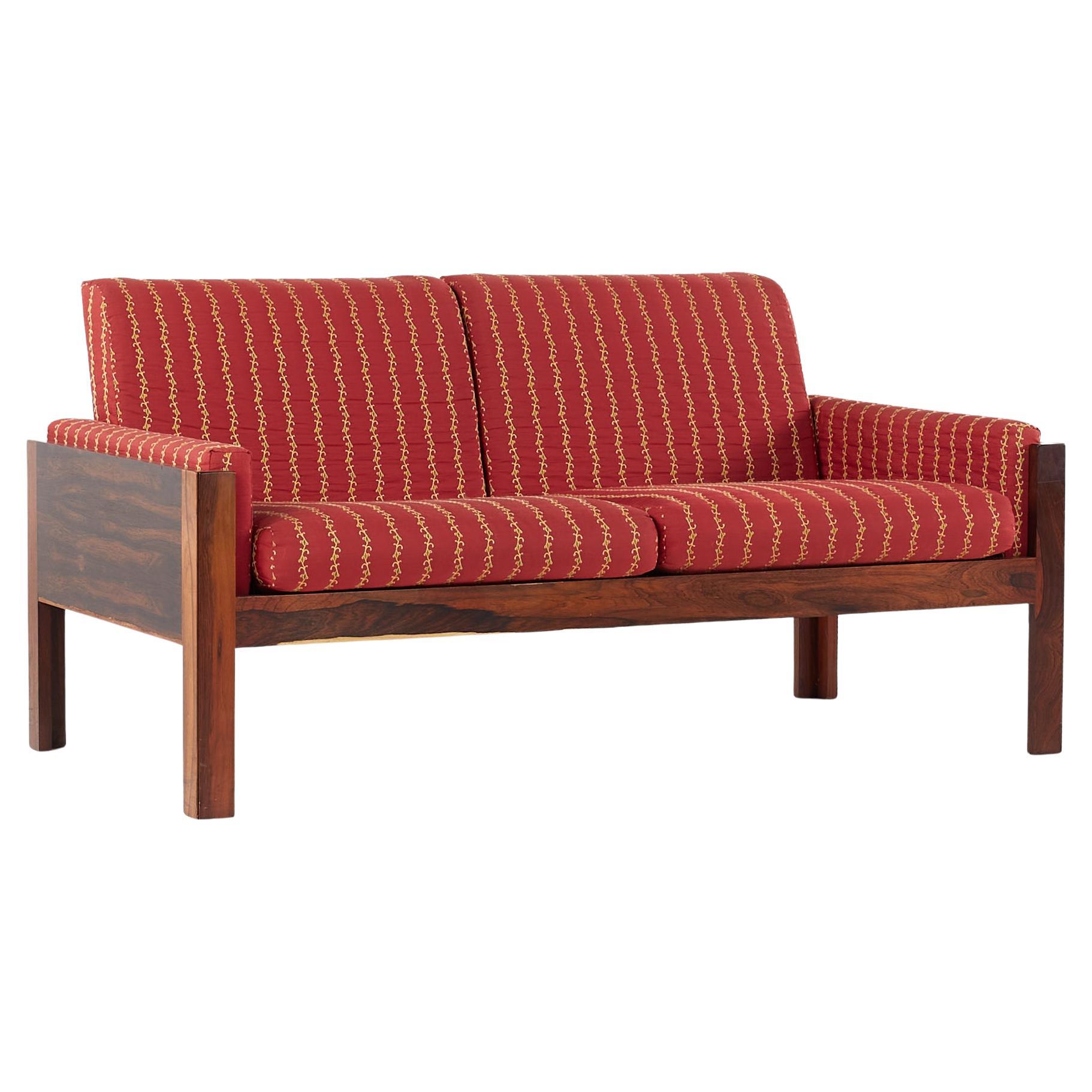 Arne Norell Style Mid Century Danish Rosewood Settee Loveseat Sofa For Sale