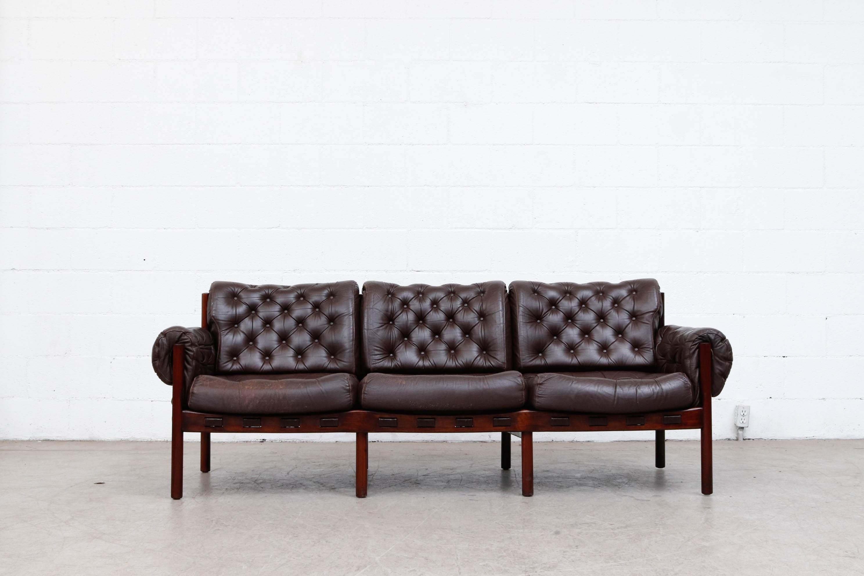 Arne Norell Style Tufted Leather Lounge Chair by Sven Ellekaer for Coja 12