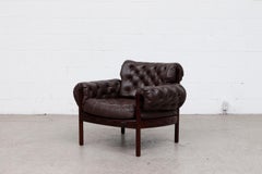 Arne Norell Style Tufted Leather Lounge Chair by Sven Ellekaer for Coja