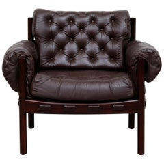 Used Arne Norell Style Tufted Leather Lounge Chair by Sven Ellekaer for Coja