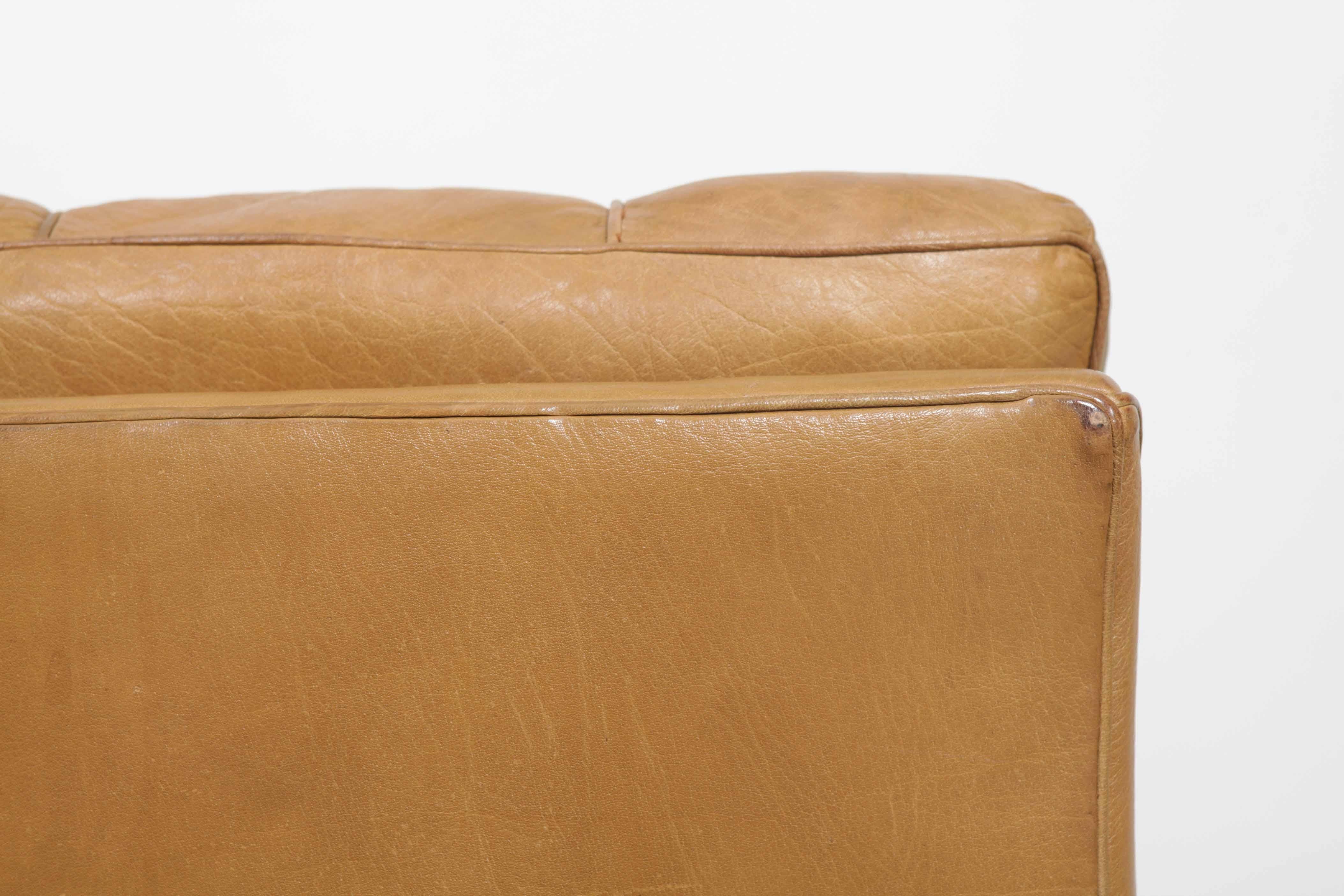 Arne Norell Tan Leather Tufted and Paneled Lounge Chair by Norell AB 9