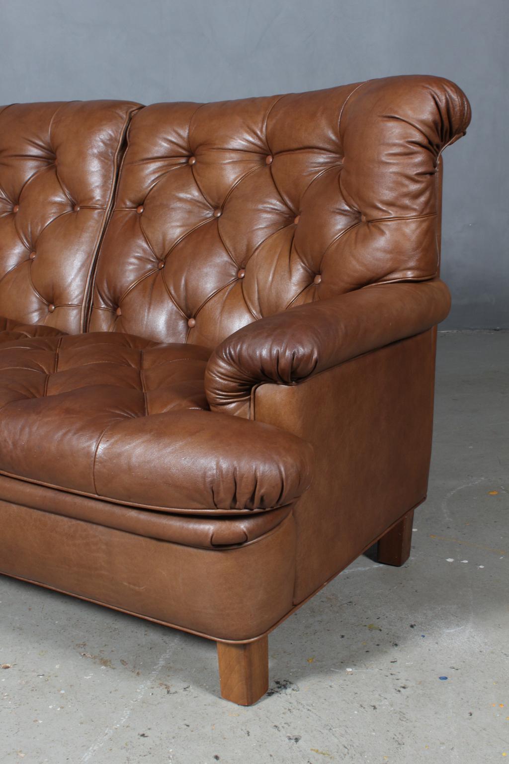 Scandinavian Modern Arne Norell Three-Seat Sofa in Leather