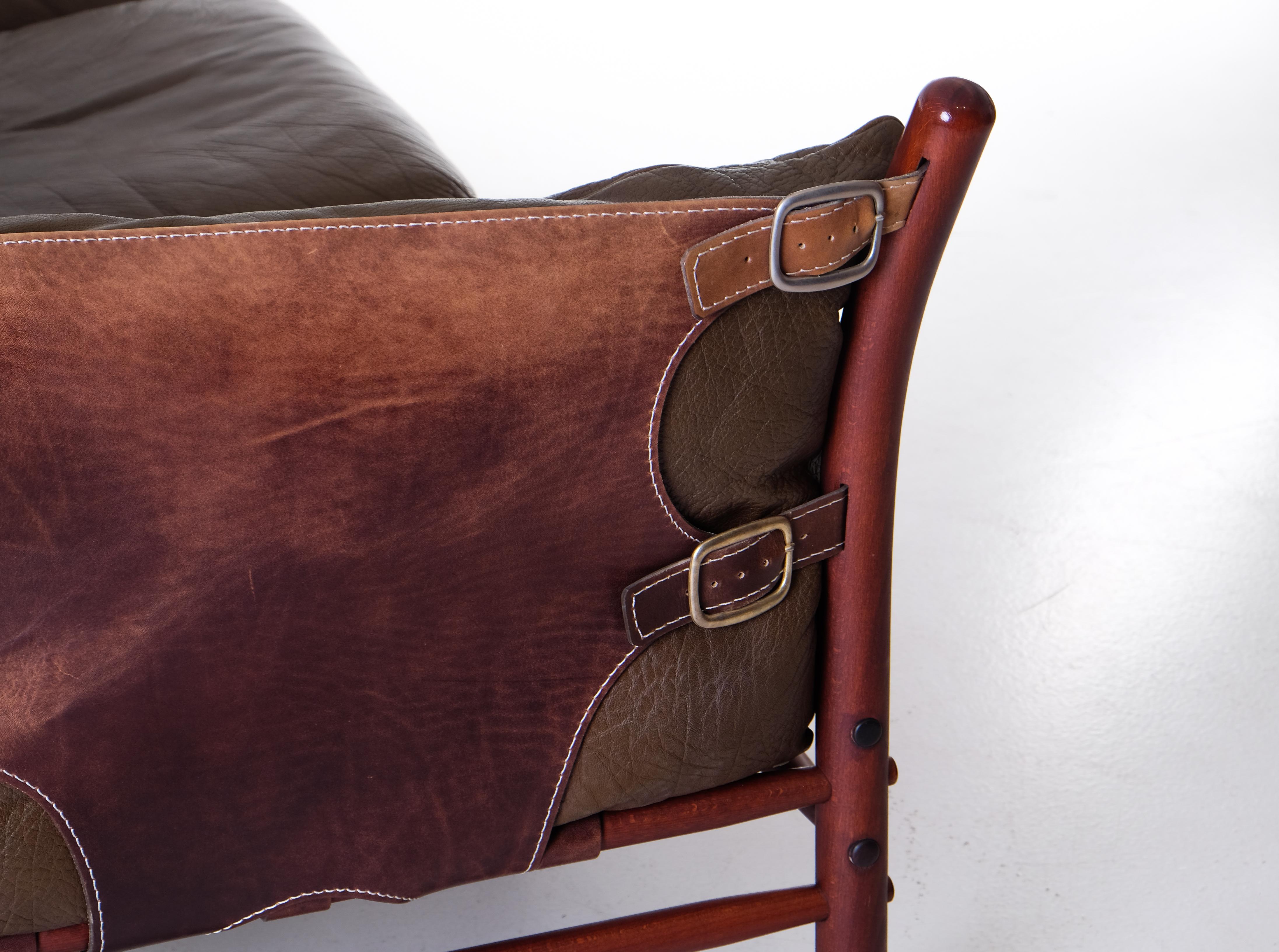 Brass Arne Norell Three-Seat Sofa Model Ilona, 1970s