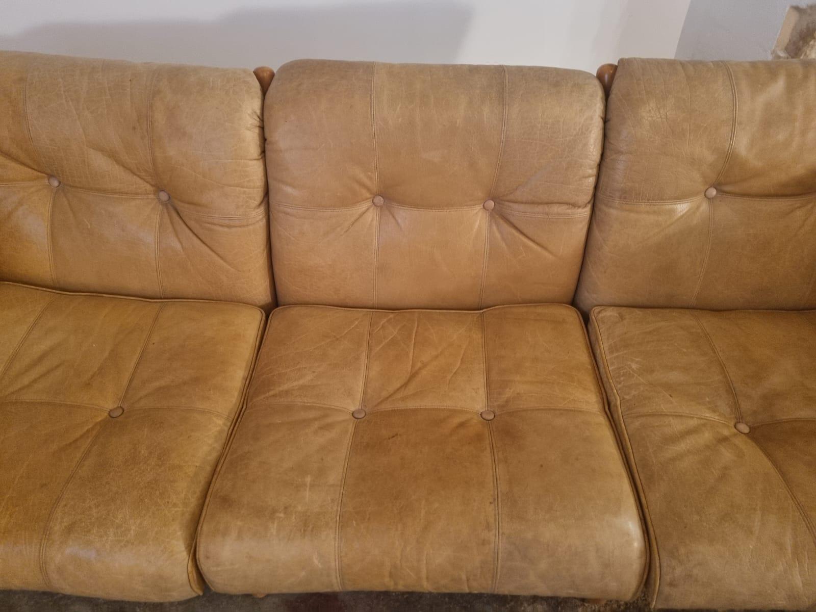 Arne Norell Three Seater Leather Sofa, 1970s For Sale 1