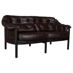 Arne Norell Two-Seat Sofa in Oak and Leather