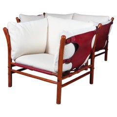 Arne Norell Two-Seat Sofa in Oak and Leather