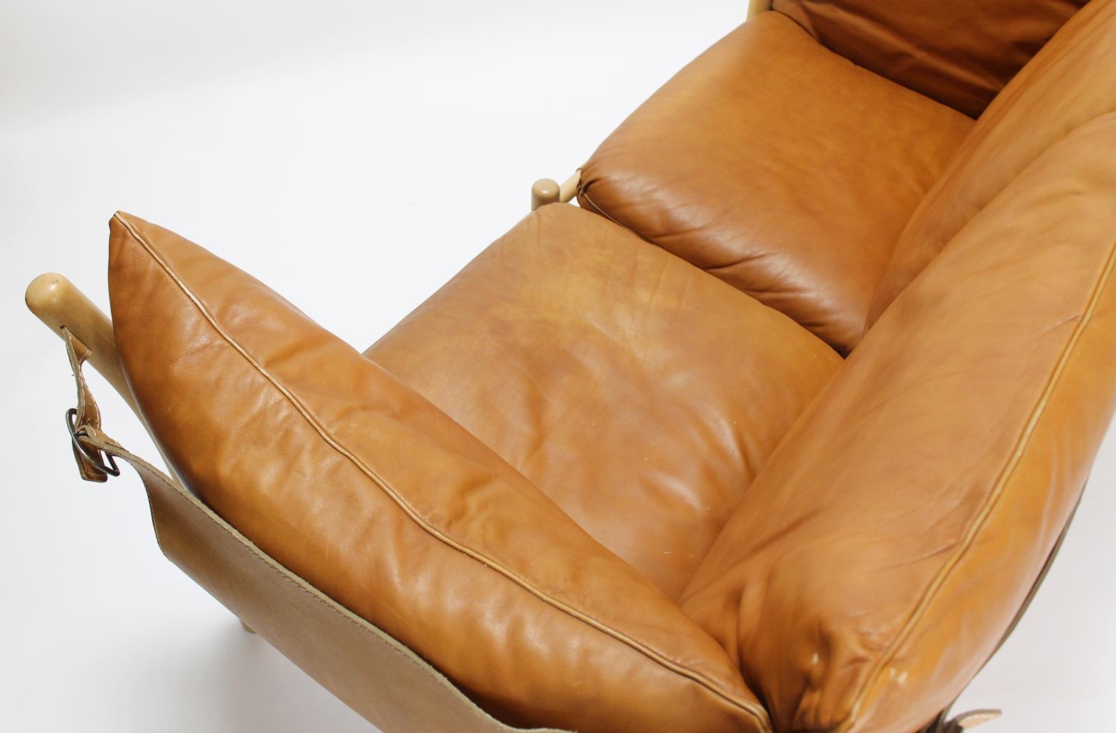  Arne Norell Two Seater Sofa in Brown Leather Model Ilona 8