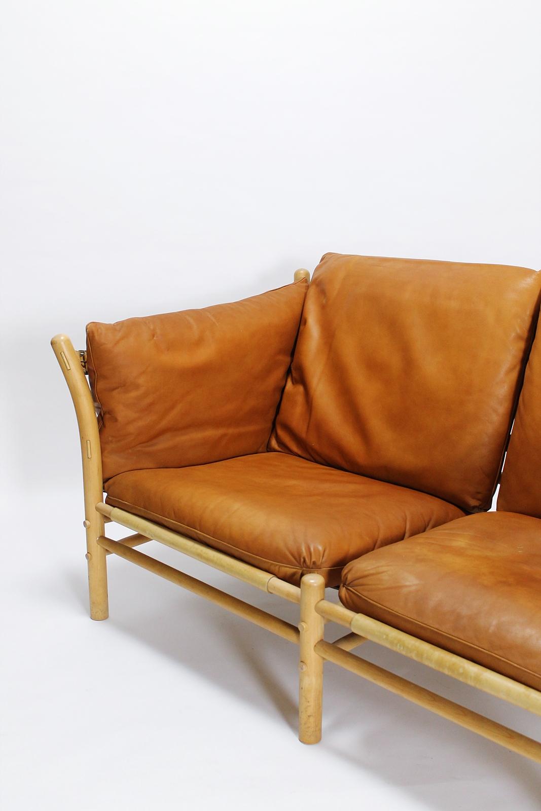  Arne Norell Two Seater Sofa in Brown Leather Model Ilona 3