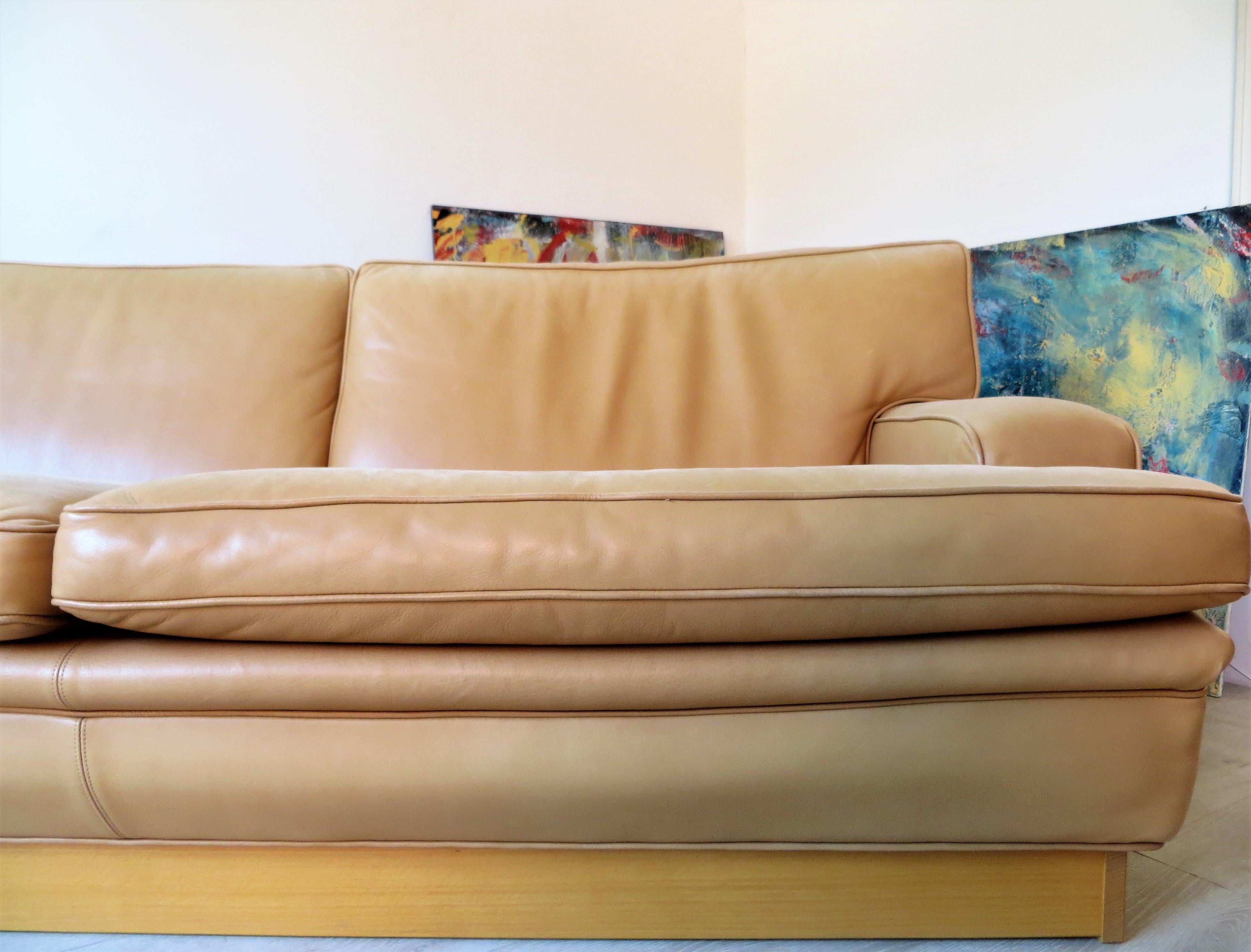 Arne Norell Vintage Leather Merkur Sofa Loveseat in Butterscotch Brown , 1960s For Sale 2