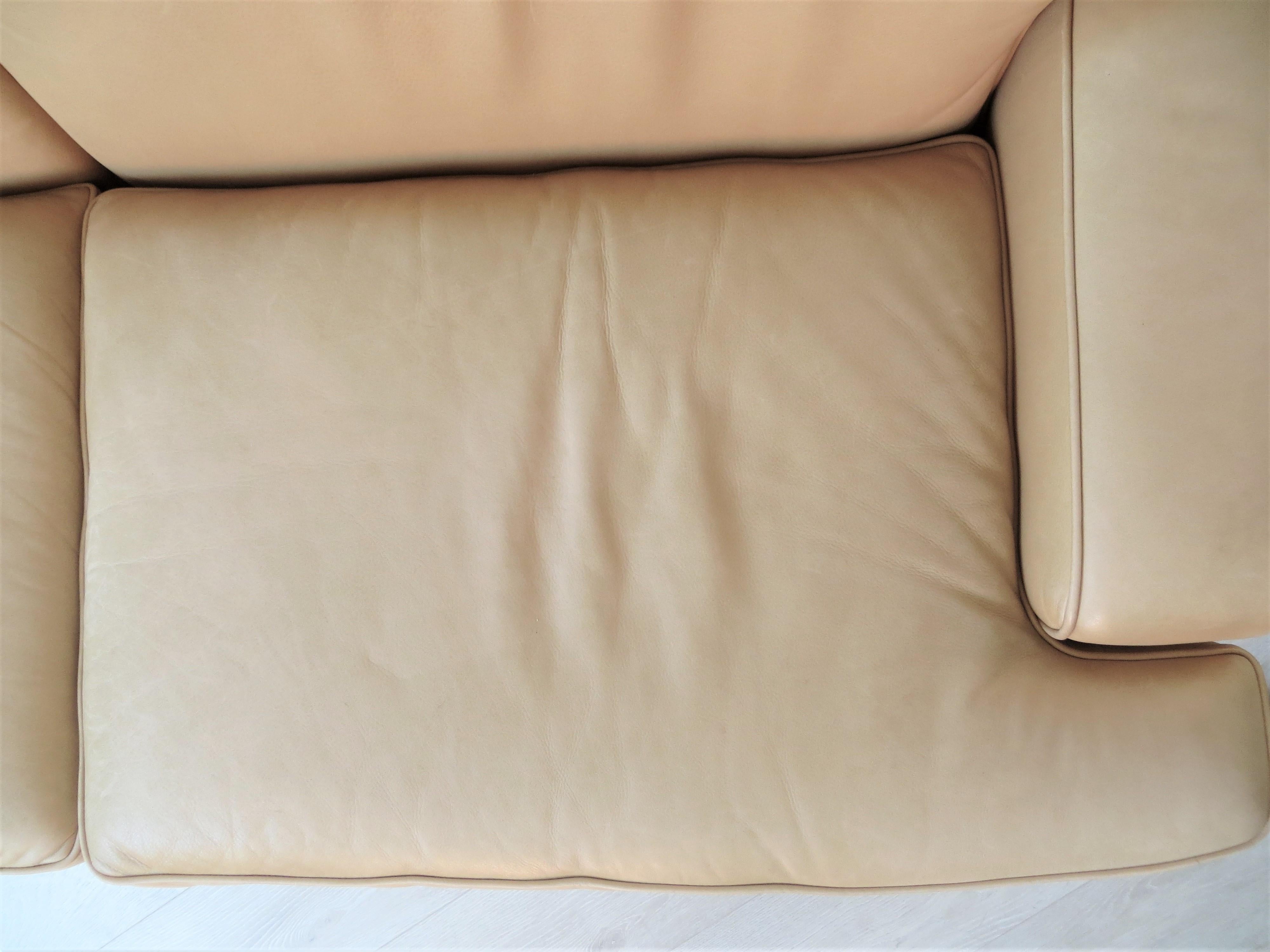 Arne Norell Vintage Leather Merkur Sofa Loveseat in Butterscotch Brown , 1960s For Sale 5