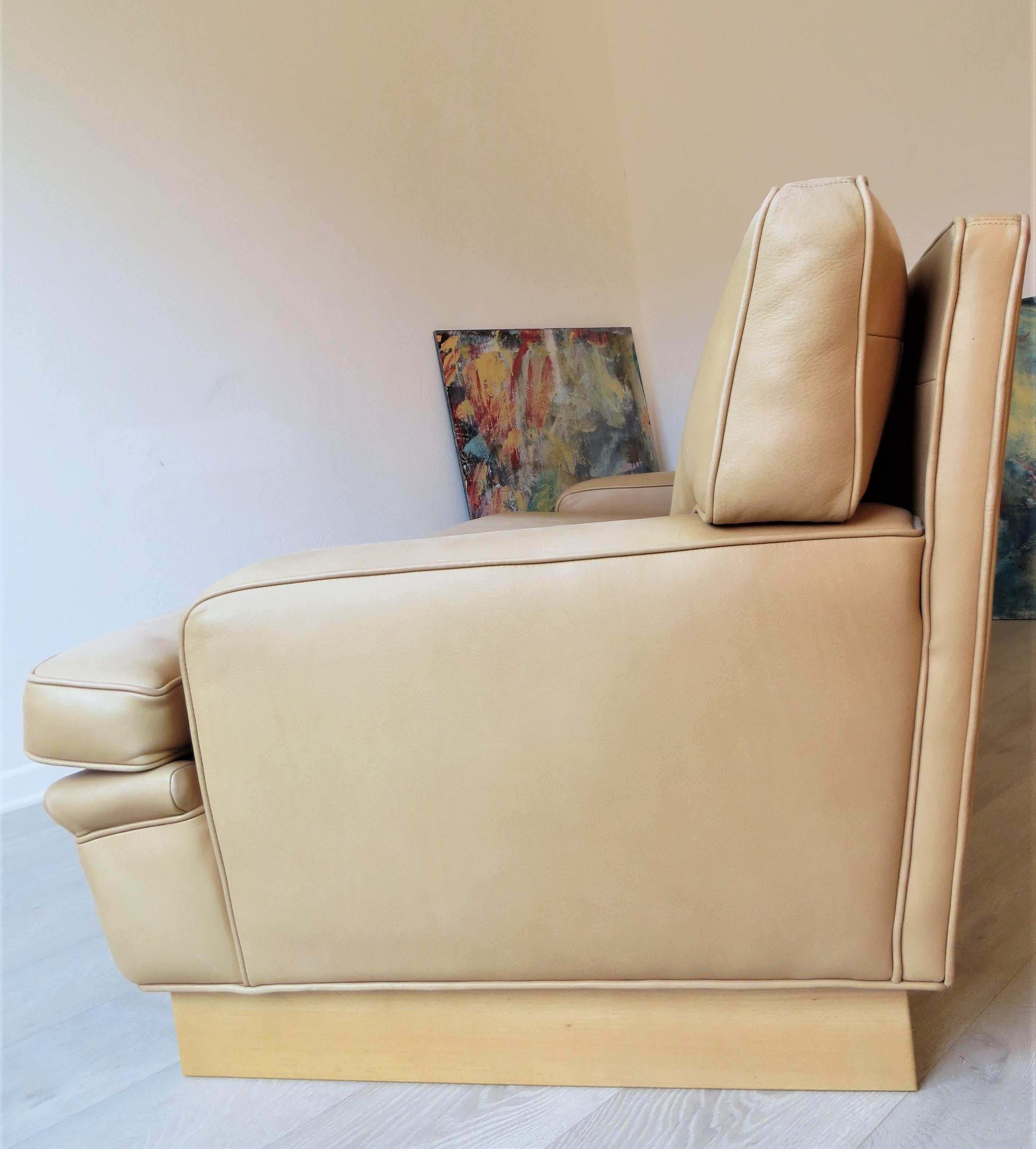 Arne Norell Vintage Leather Merkur Sofa Loveseat in Butterscotch Brown , 1960s In Good Condition For Sale In Hamburg, DE