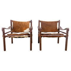 Arne Norell Wenge and Calfskin Sirocco Safari Chairs