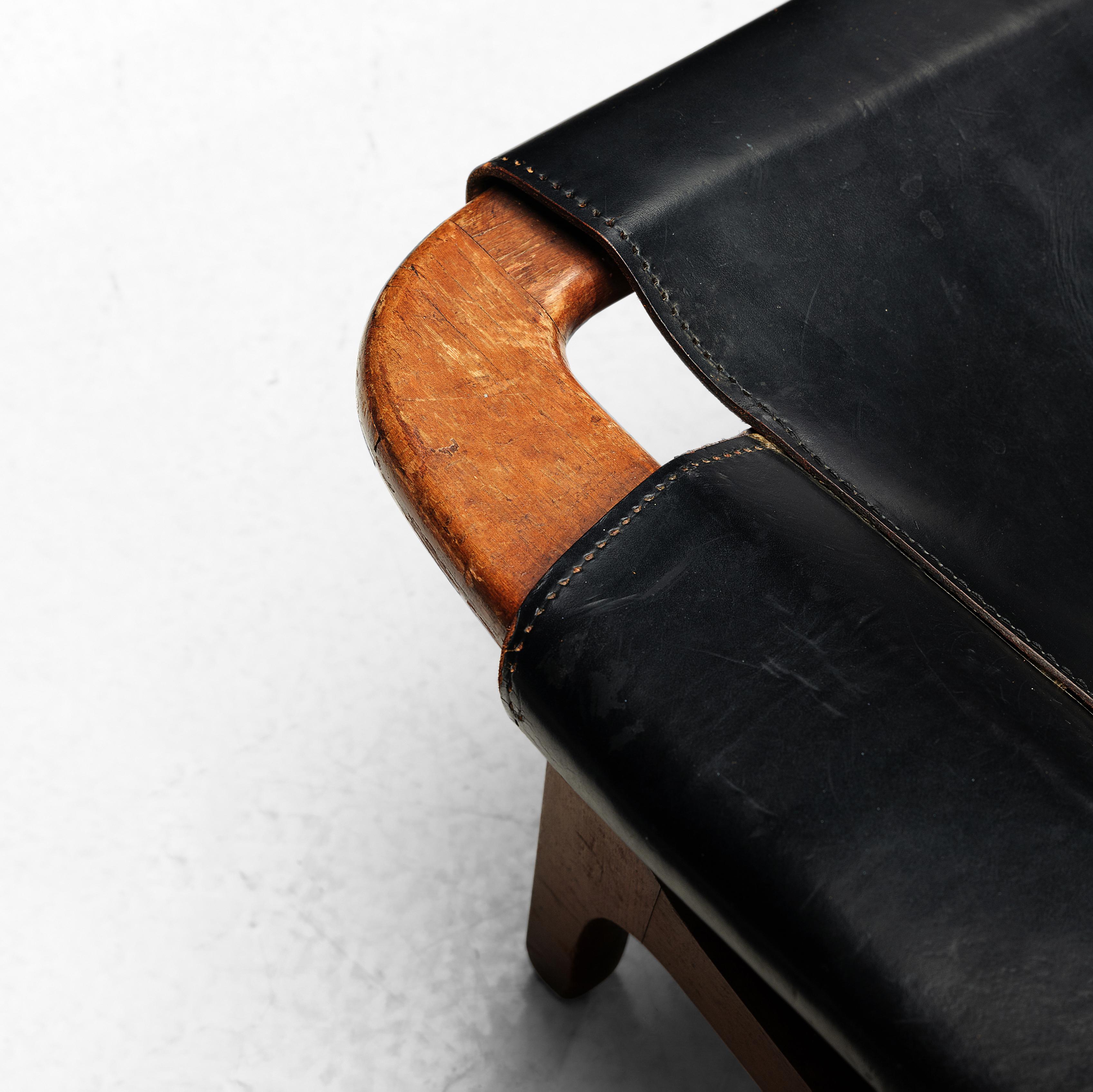 Arne Tidemand Ruud Adjustable 'Holmkollen' Lounge Chair in Black Leather 1
