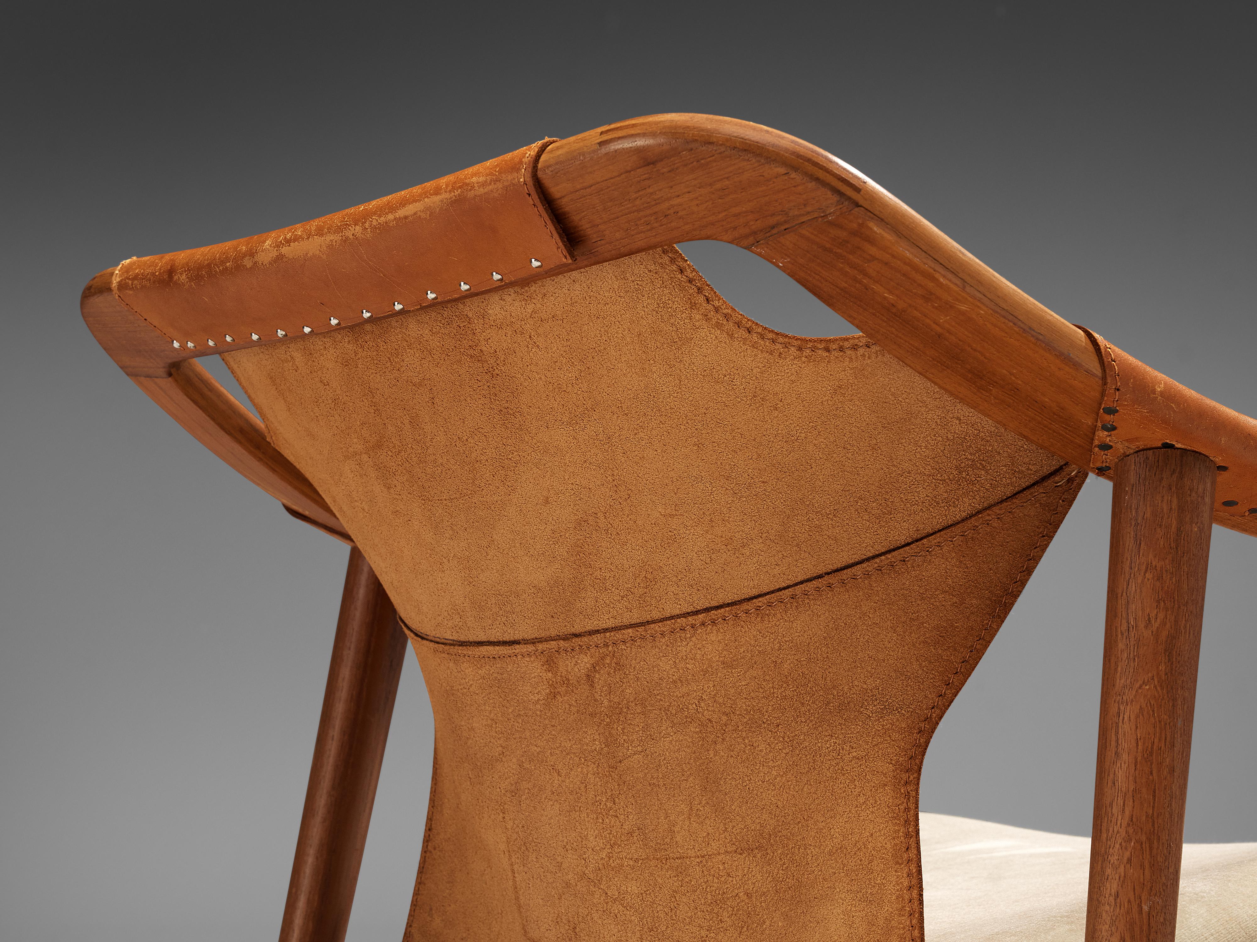 Mid-Century Modern Arne Tidemand Ruud Armchair Model '3050' in Leather and Oak