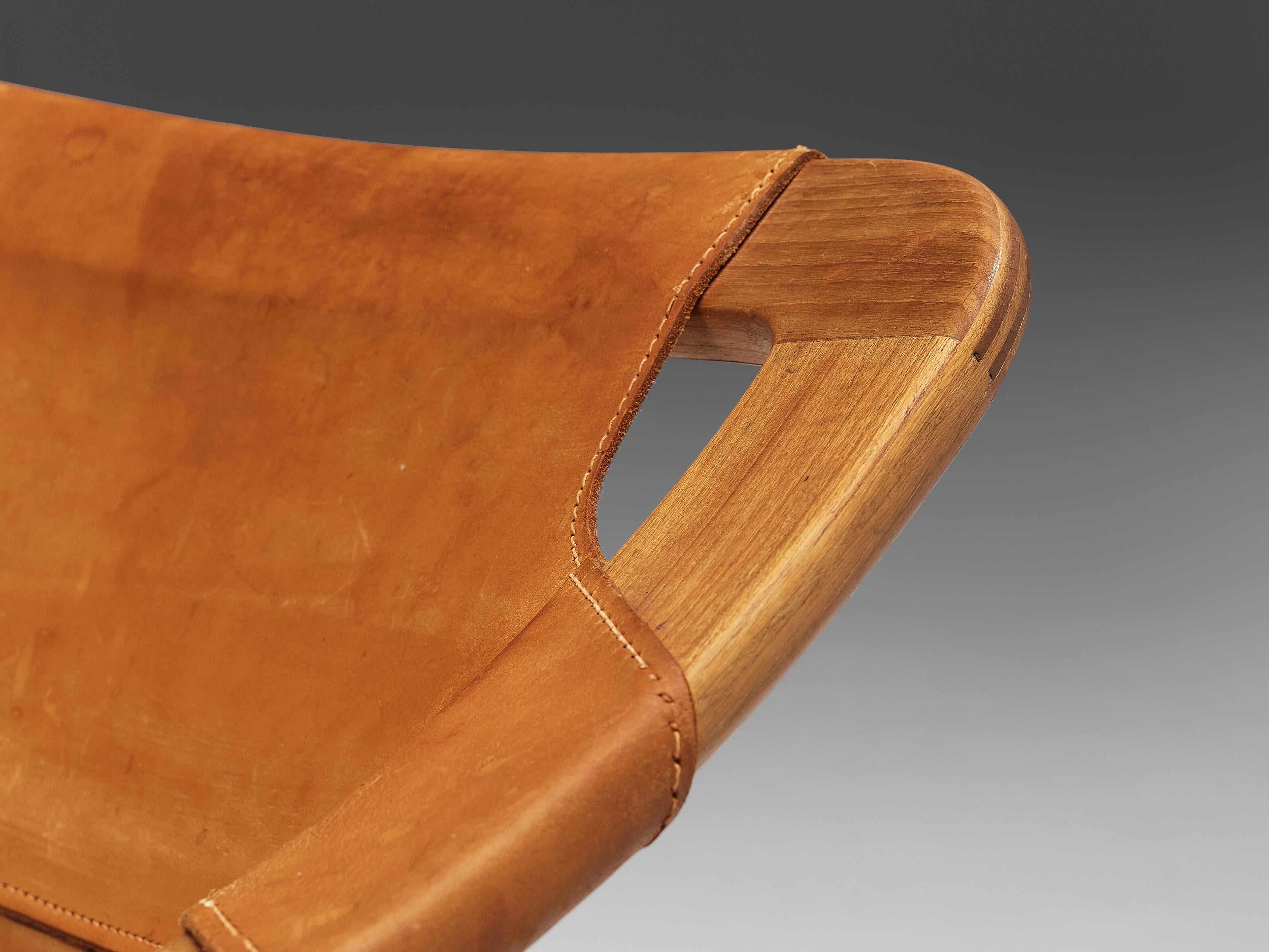 Arne Tidemand Ruud Armchair Model '3050' in Leather and Oak In Good Condition In Waalwijk, NL