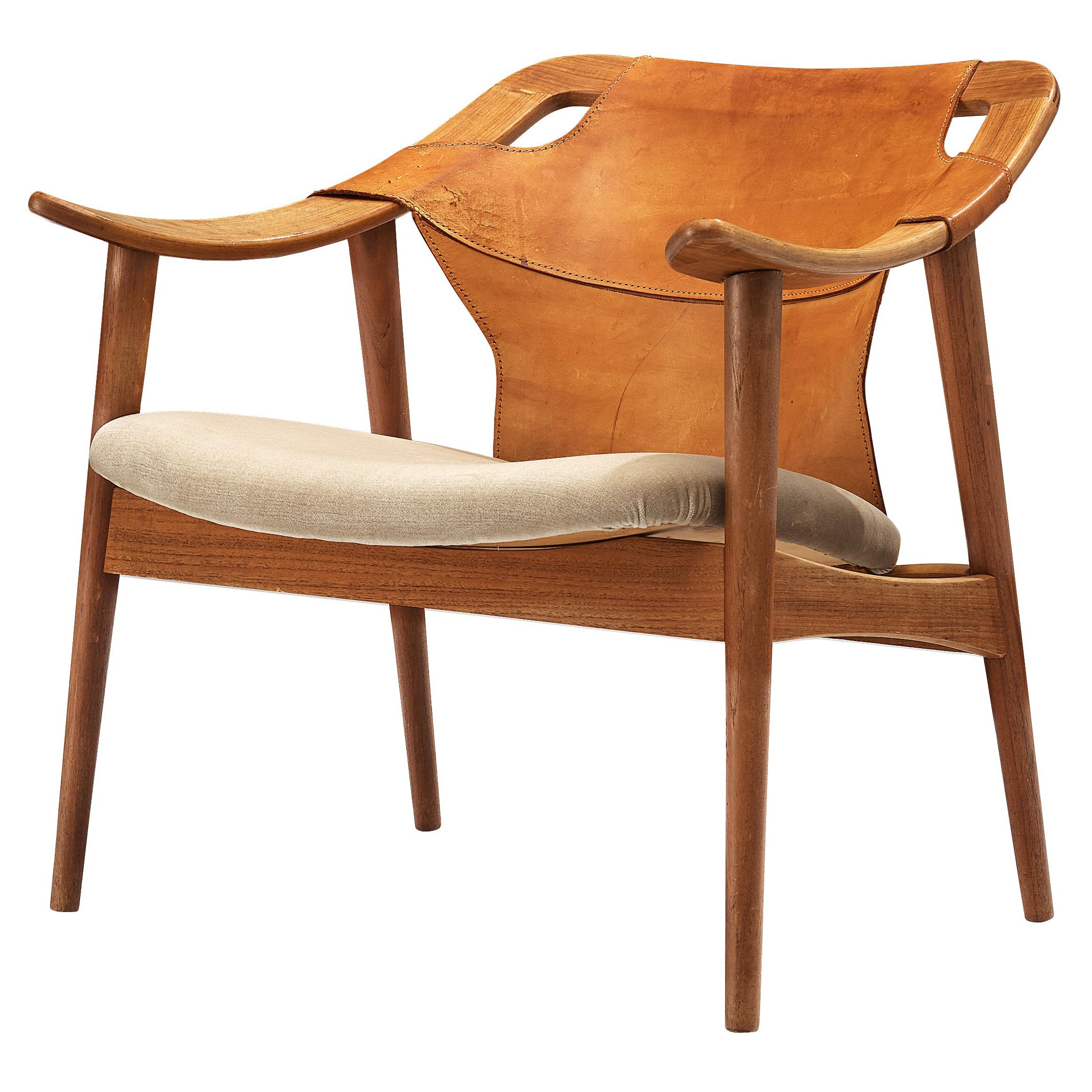 Arne Tidemand Ruud Armchair Model '3050' in Leather and Oak