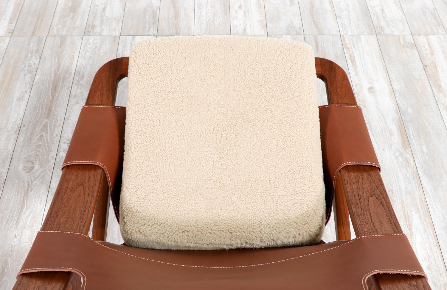 Arne Tidemand Ruud Cognac Leather & Shirley Sheep Skin Lounge Chair 4