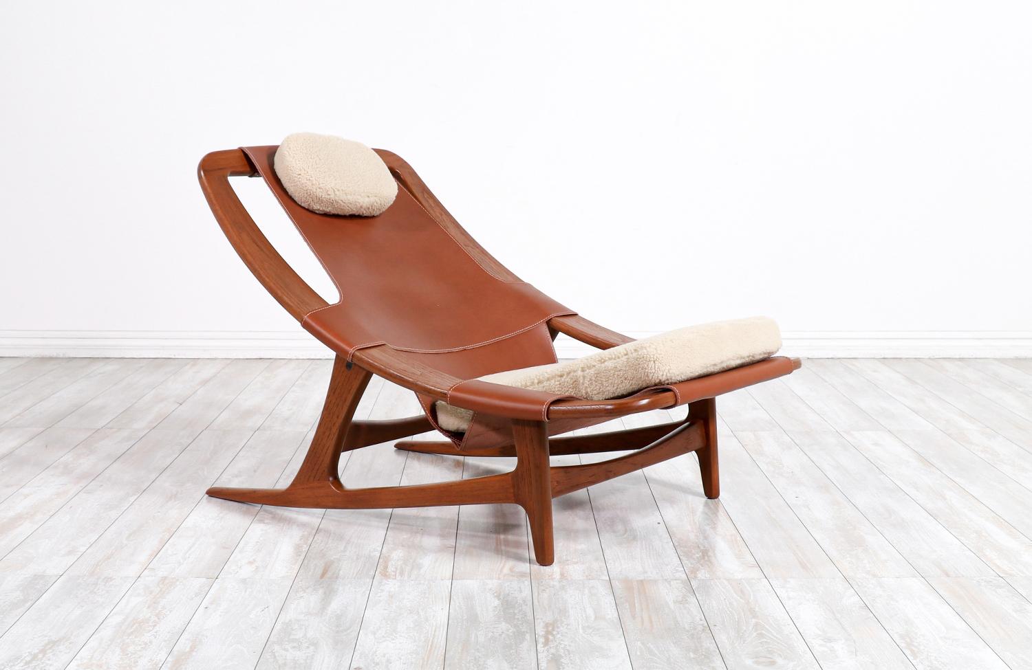 Scandinavian Modern Arne Tidemand Ruud Cognac Leather & Shirley Sheep Skin Lounge Chair