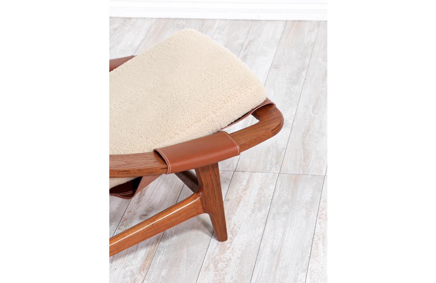 Arne Tidemand Ruud Cognac Leather & Shirley Sheep Skin Lounge Chair 1