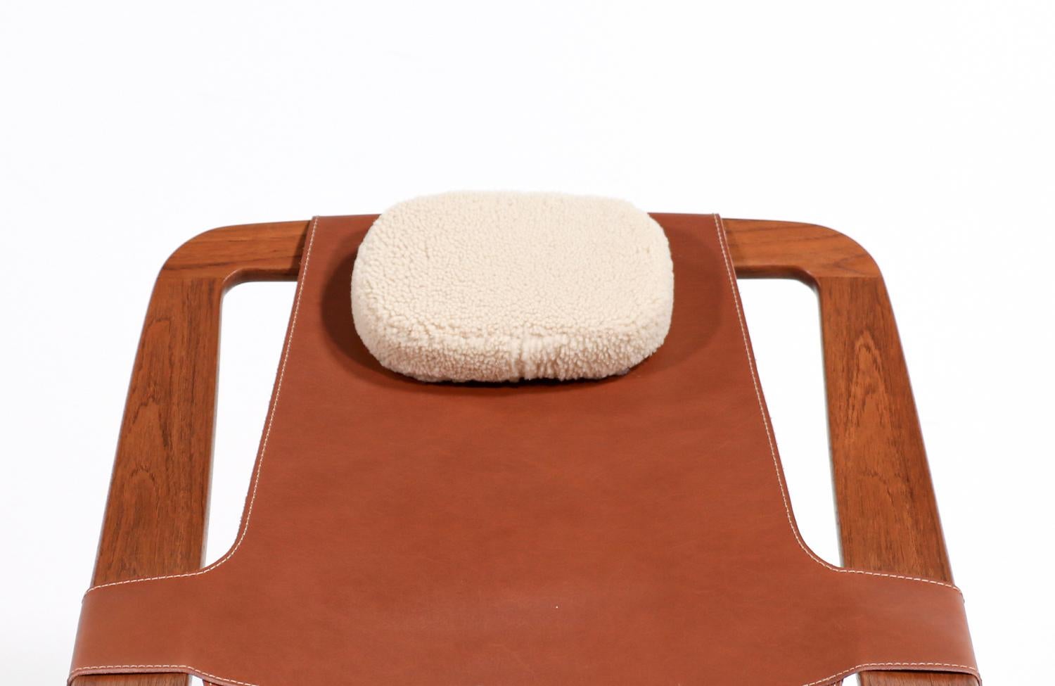 Arne Tidemand Ruud Cognac Leather & Shirley Sheep Skin Lounge Chair 2