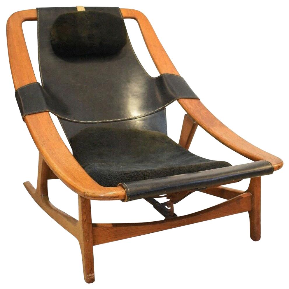 Arne Tidemand Ruud for ISA 'Holmkollen' Lounge Chair in Black Leather For Sale