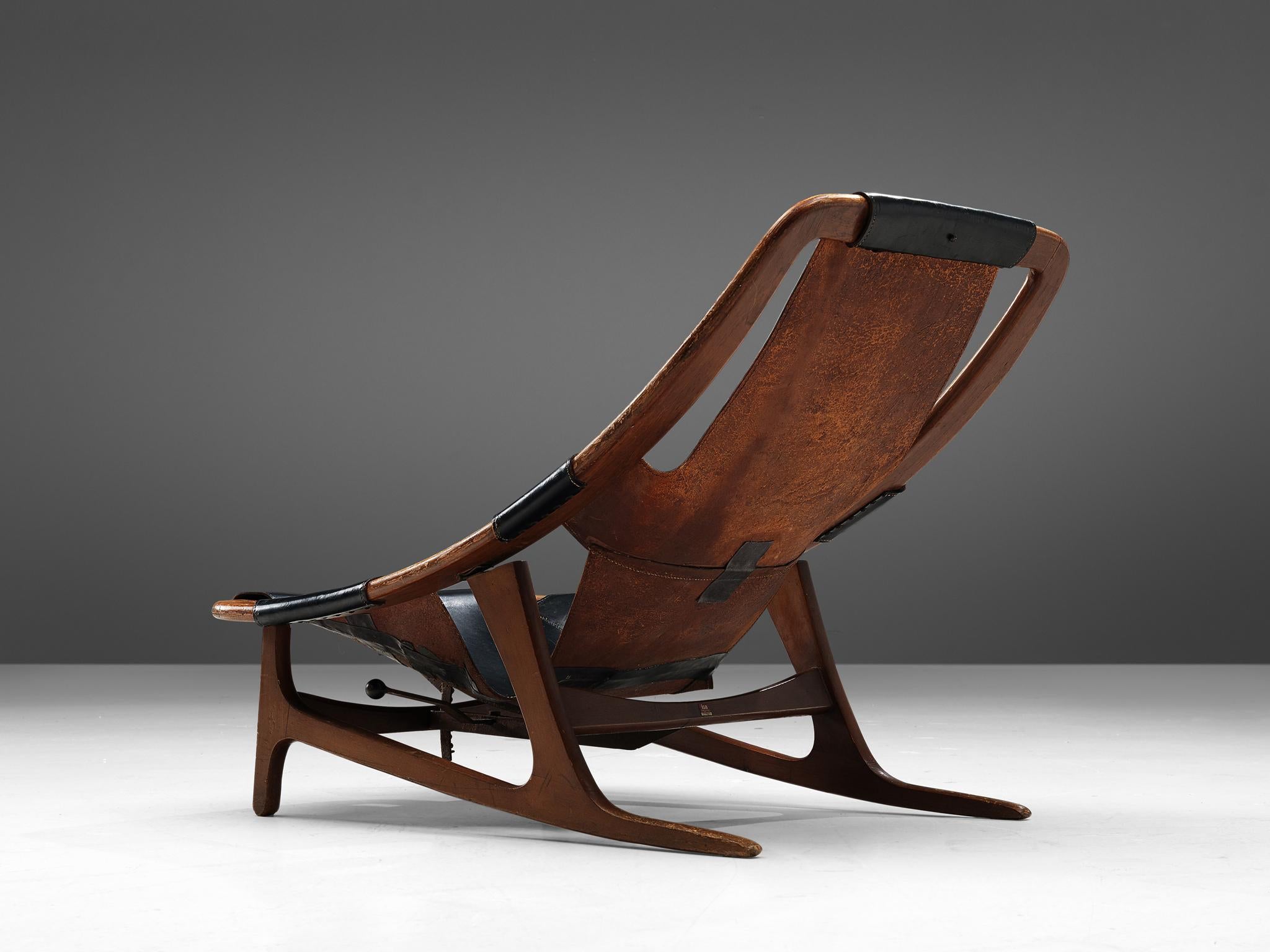 Mid-Century Modern Arne Tidemand Ruud for ISA 'Holmkollen' Lounge Chair in Black Leather