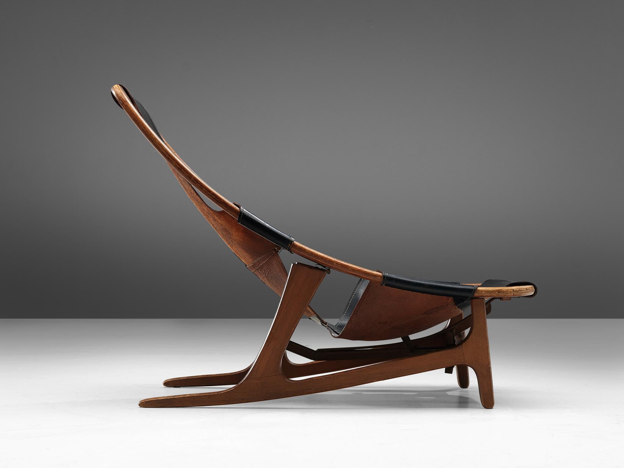 Norwegian Arne Tidemand Ruud for ISA 'Holmkollen' Lounge Chair in Black Leather