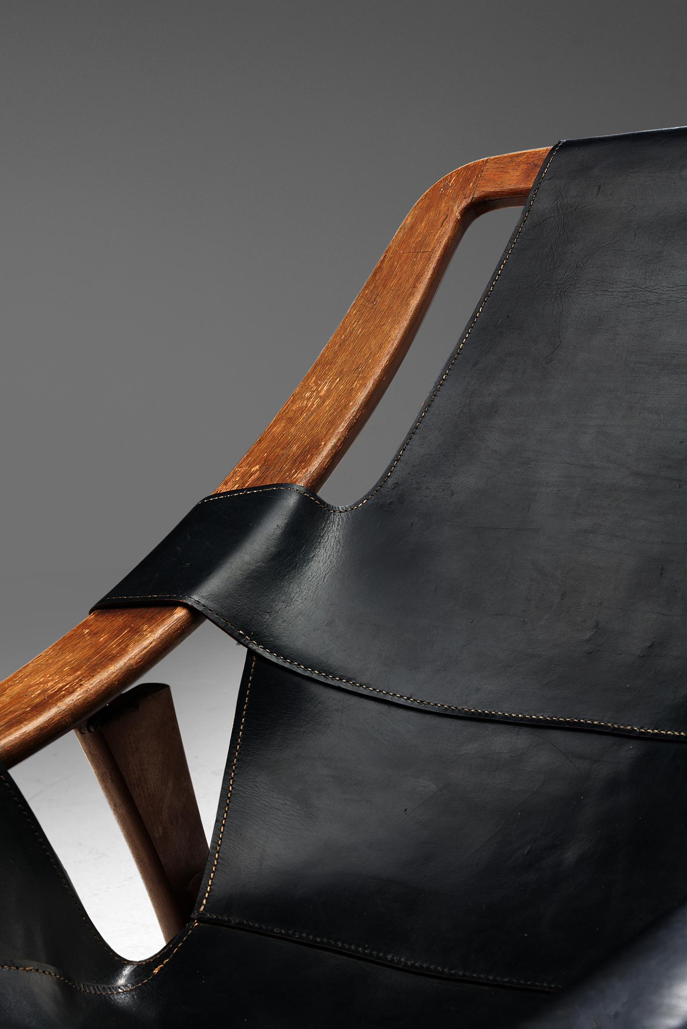 Mid-20th Century Arne Tidemand Ruud for ISA 'Holmkollen' Lounge Chair in Black Leather