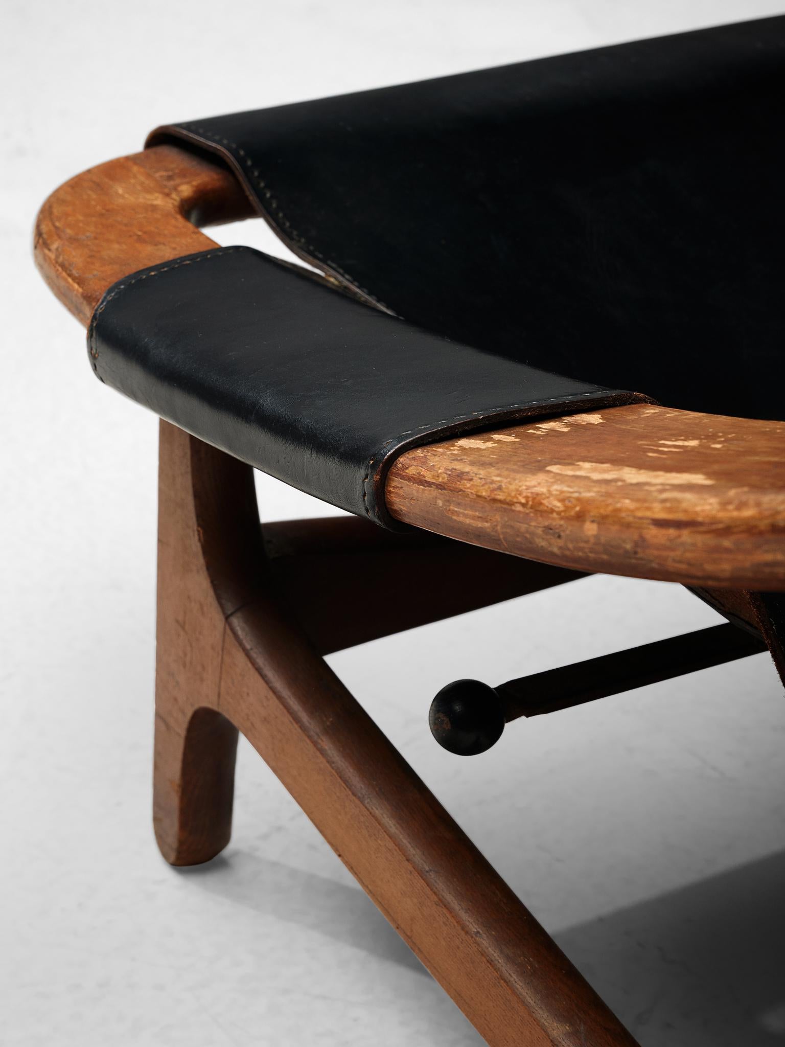 Arne Tidemand Ruud for ISA 'Holmkollen' Lounge Chair in Black Leather 2