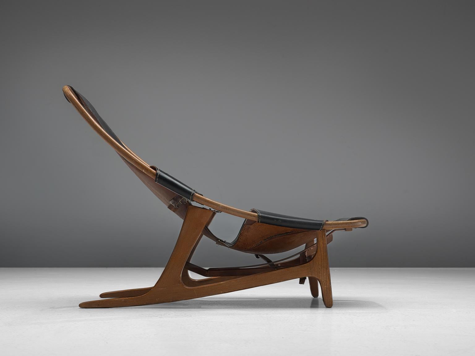 Scandinavian Modern Arne Tidemand Ruud for Norcraft 'Holmkollen' Lounge Chair in Black Leather